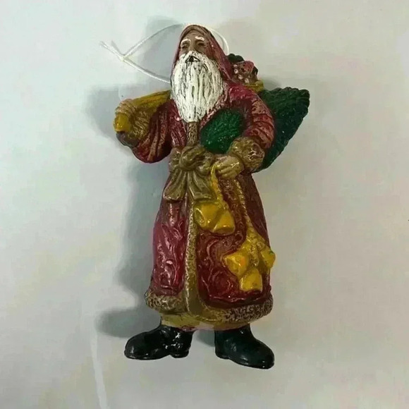 Vintage Santa Clause‎ Resin Hard Plastic Blown Ornament Father Christmas 7" Tall - Picture 1 of 4